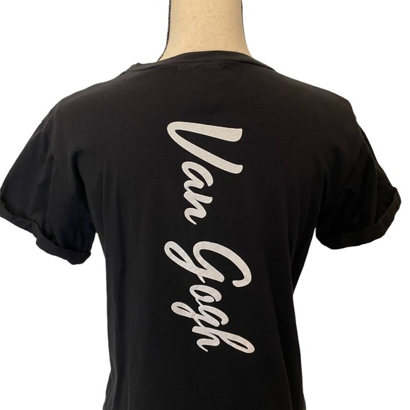 FRENCH PASTRY BLACK VAN GOGH CUFFED SLEEVE TEE T SHIRT TOP MEDIUM - Picture 7 of 10